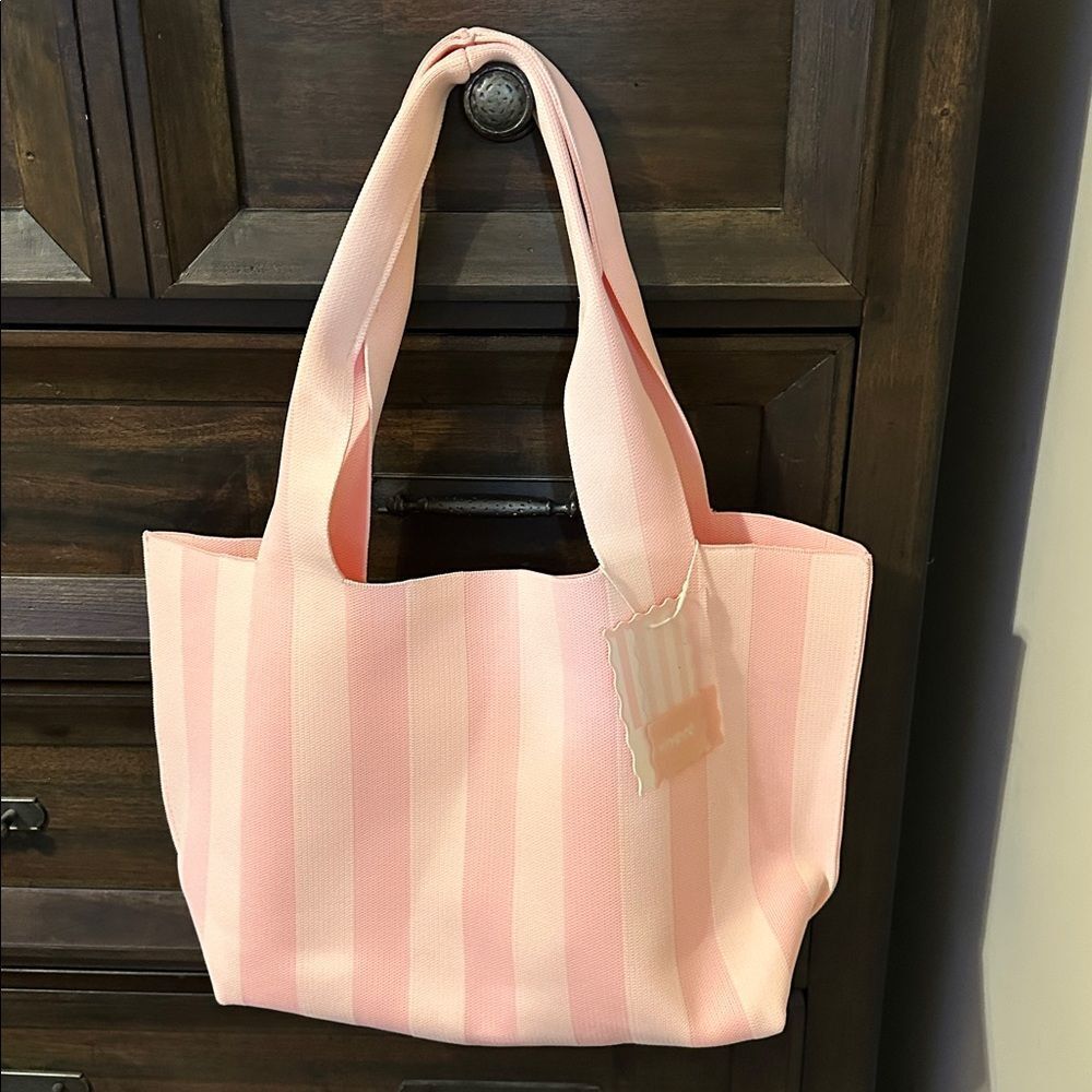 NWT Vivere Stripe Woven Tote Bag